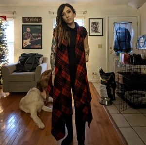 Hi low red flannel vest